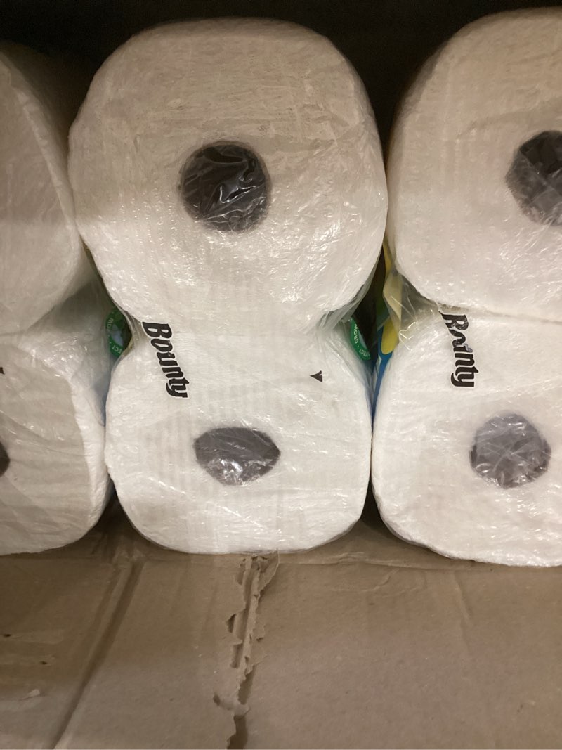 Condition photo showing Good Condition for bounty quick-size paper towels, white, 8 family triple rolls = 27 regular rolls