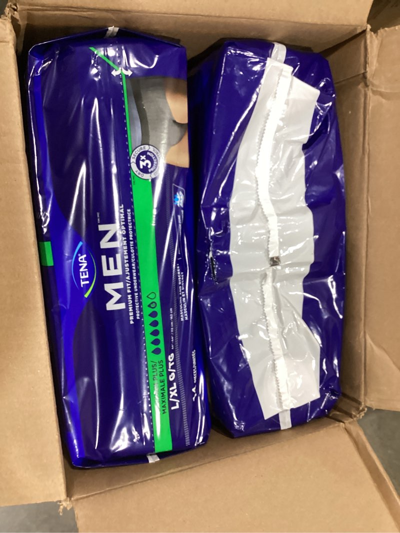 Condition photo showing Good Condition for tena men incontinence underwear, maximum plus absorbency, adult diapers, large/x-large (waist sizes 44in-64in), 56 count (4 packs of 14) large/x-large 56
