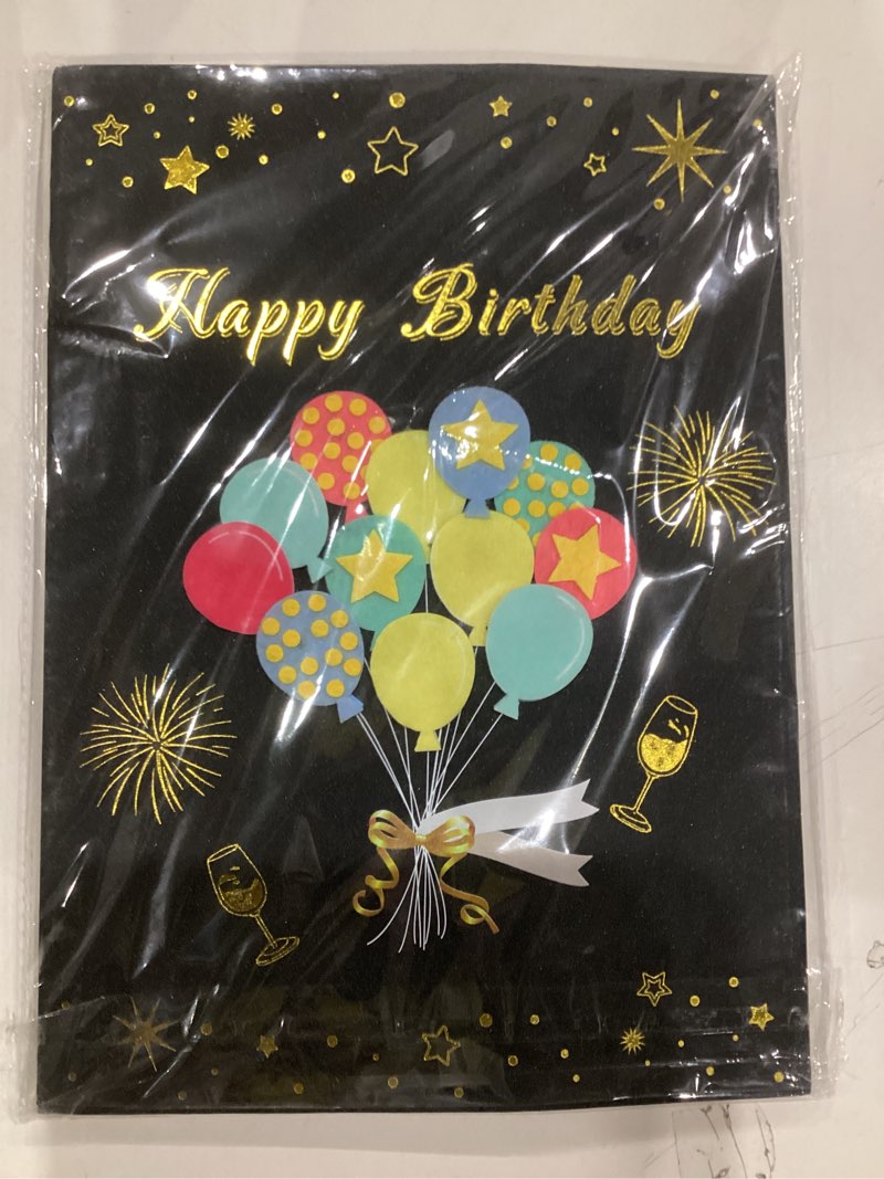 Condition photo showing New/Like New for Vlipoeasn Colorful Felt Birthday Party Guest Book Alternative, Creative Birthday Gifts for Women Men, Black Gold Happy Birthday Party Supplies Decorations