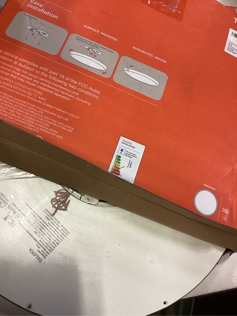 Condition photo showing Good Condition for TALOYA Upgraded Flush Mount LED Ceiling Light Fixture Dimmable 3 Color in One(3000K/4000K/6500K) Black 15.8inch 24W=240W for Dining Hall Cloakroom 15.8inch-black