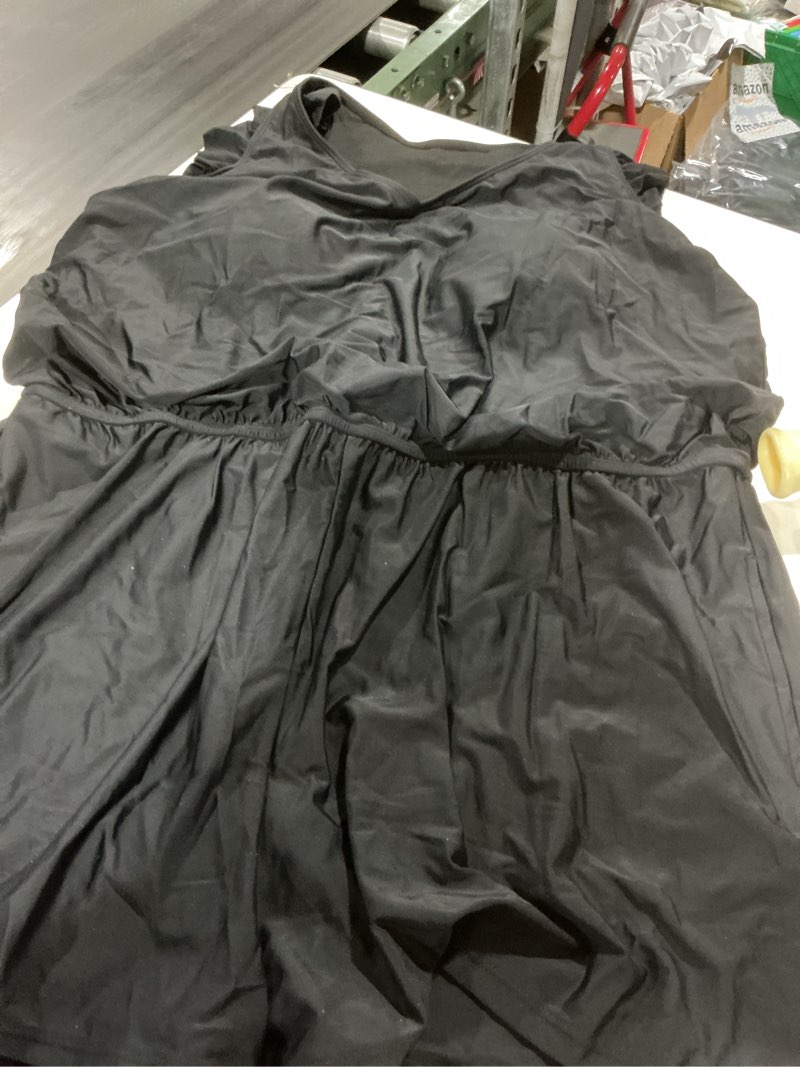 Condition photo showing Good Condition for summer mae ruffle swim romper one piece swimsuit women modest high-back bathing suit with pockets 2026 swimwear 22 plus black