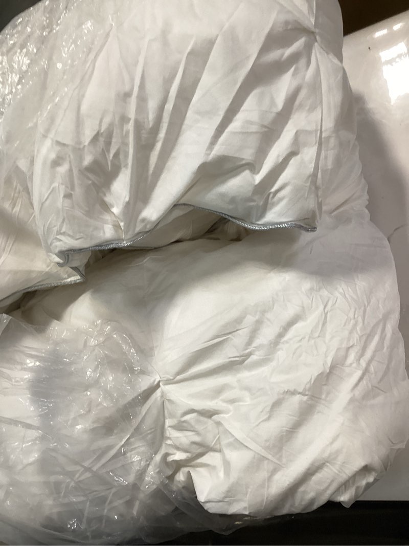 Condition photo showing As Is for CozyLux Queen Comforter Set White Seersucker 7 Pieces Bed in a Bag Queen Comforter Set with Sheets, Luxury Soft Bedding Set with Down Alternative Comforter, Sheets, Pillowcases & Shams for All Seasons White Queen