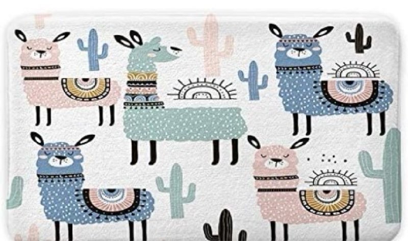 Llama Bath Mat for Bathroom Kitchen Home Decor Plush Non-Slip Mat 50” X 60”
