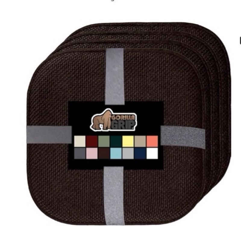 GORILLA GRIP Slip Resistant Chair Cushions, No Ties Required, Memory Foam Pads for Dining Room, Kitc 1 pack of 2 