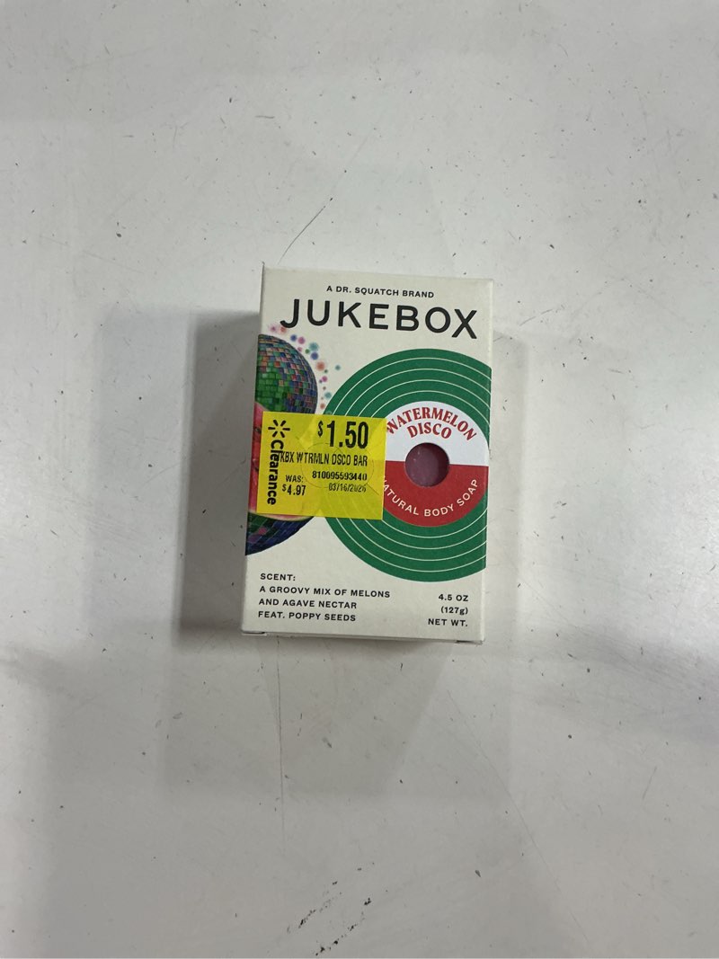 Condition photo showing New/Like New for jukebox watermelon disco natural bar soap for women bathroom and bath soap  4.5 oz