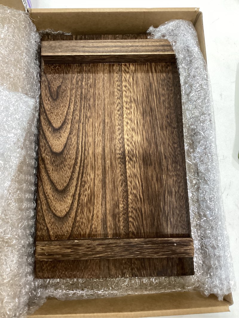 Condition photo showing Good Condition for Nuogo Wood Riser Tray Soap, Stand Soap Tray for Kitchen Sink, Wood Pedestal for Kitchen Counter Sink Stand Decorative Rustic Bathroom Dishes Plant Bottles Candles Display(12 x 7 Inch,Brown) Brown 12 x 7 Inch