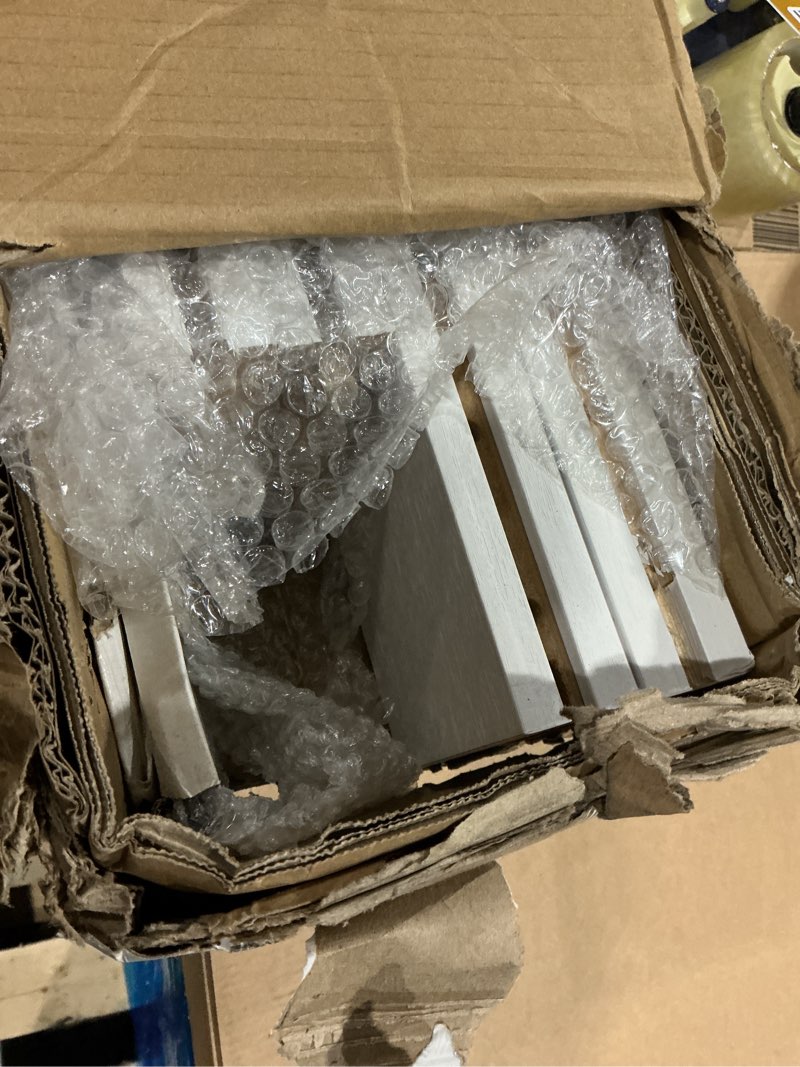 Condition photo showing As Is for SmartStandard 42in x 84in Sliding Barn Door with 7FT Barn Door Hardware Track Kit & Handle, Waterproof PVC Surface, Pre-Drilled Holes Easy to Assemble, White, Solid, MDF, 3 Panel 42"x84" Door + 7' Track Kit White