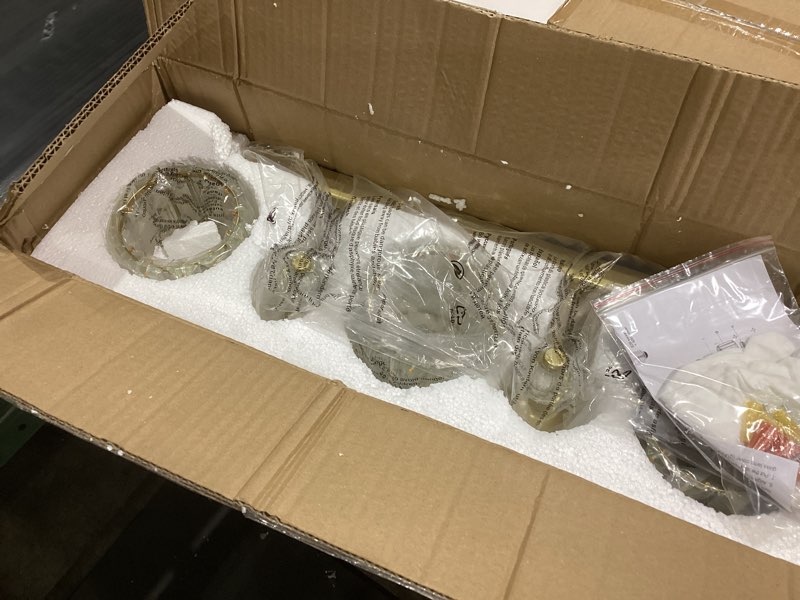 Condition photo showing Good Condition for PRESDE Crystal 3 Light Vanity Light for Bathroom Gold Bathroom Lights Fixtures Over Mirror Modern Wall Sconce Lamp Gold 3-lights