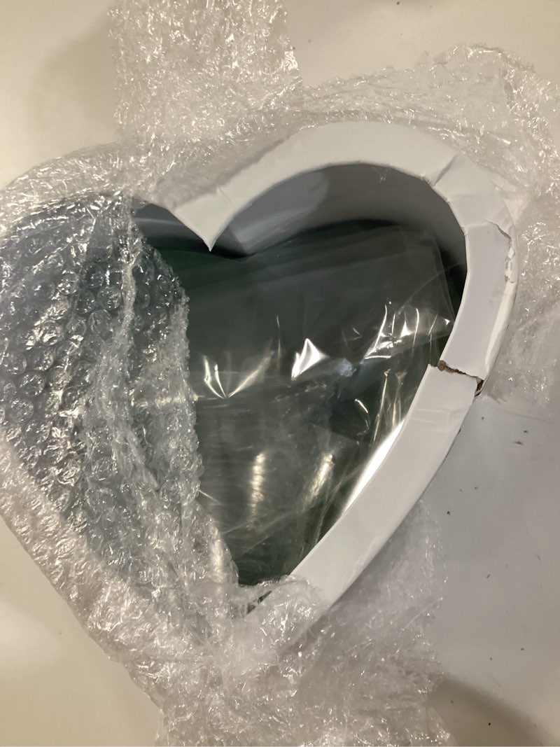 Condition photo showing As Is for nuenen heart gift boxes with lid & floral foam set, flower gift box with clear cellophane 9.8 x 9 x 5 inches for mother's day wedding bridesmaid graduation birthday(white)