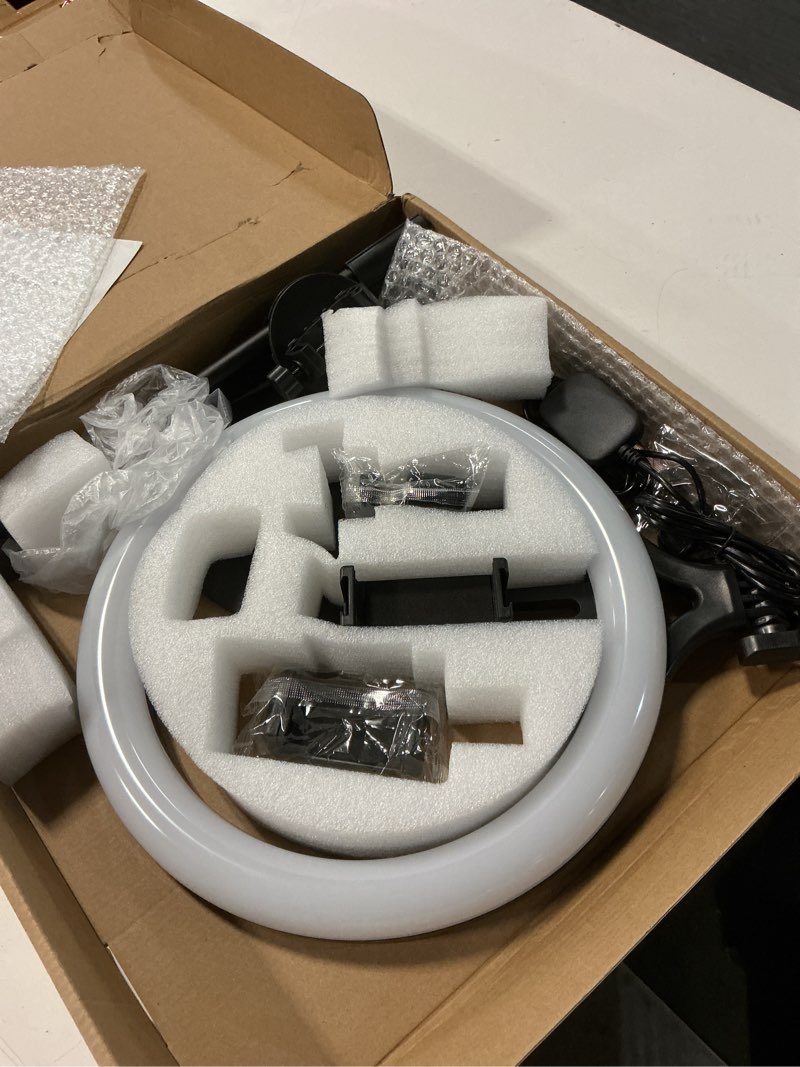 Condition photo showing Good Condition for 11" desk ring light,wireless bluetooth ring light with stand & phone holder,overhead phone mount for video recording,tripod for cooking videos,webcam lamp/tiktok/youtube,compatible with iphone camera