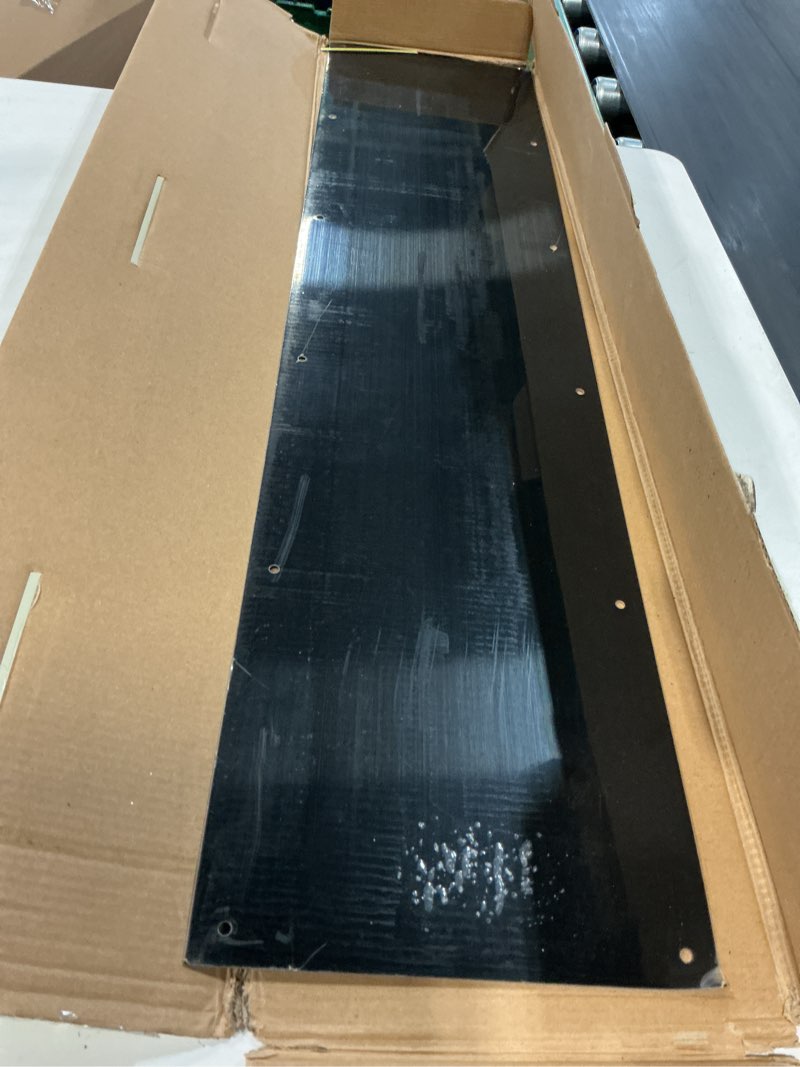 Condition photo showing Good Condition for national hardware n270-352 door kick plate 8 in x 34 in premium aluminum matte black finish surface mount protection guard for bottom of exterior and interior doors matte black 8" x 34"