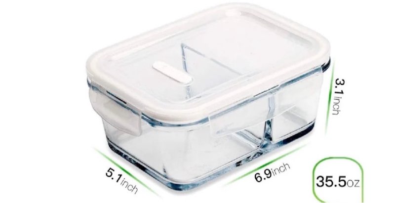 pack 35.5oz glass meal prep containers 2 compartments with lids portion control containers glass storage food prep containers lunch containers with lid bento box lunchbox for oven freezer dishwasher