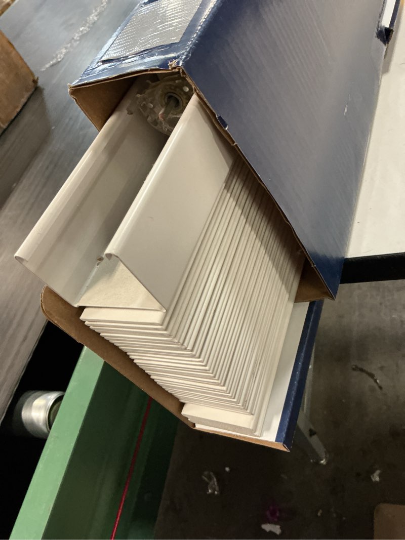 Condition photo showing As Is for levolor trim+go 2-in slat width 39-in x 64-in cordless white faux wood room darkening horizontal blinds