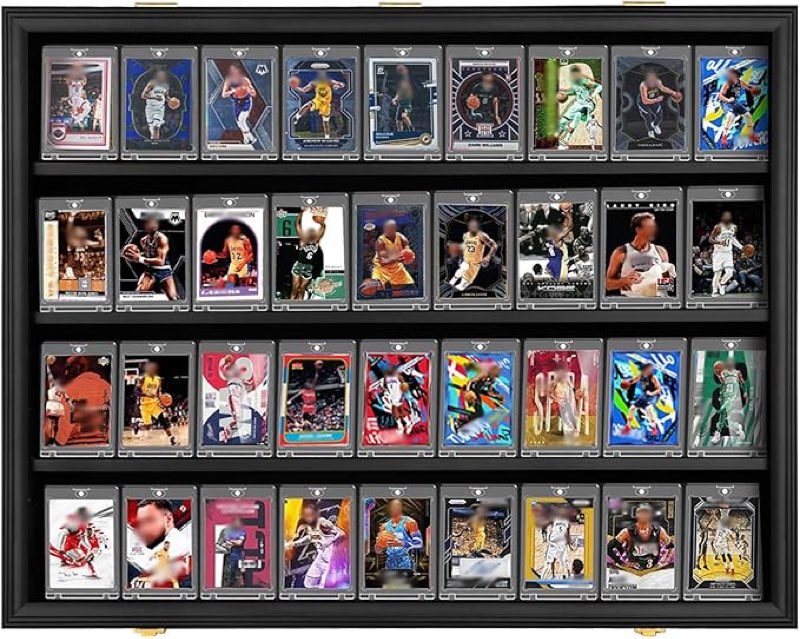 36-card baseball card case, 1 pack, graduated sports card display frame with uv protection lock, large wall-mounted trading card cabinet