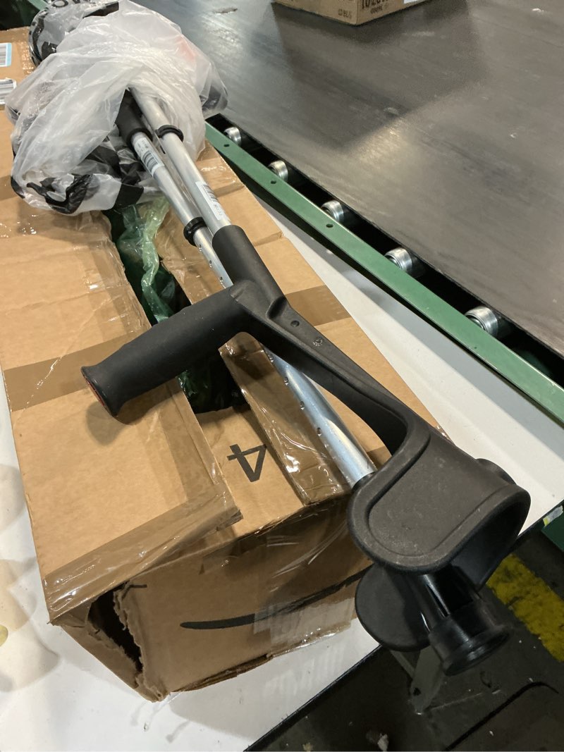 Condition photo showing As Is for PEPE Mobility Forearm Crutches for Adults (x2 Units) Open Cuff, Adjustable Height, Aluminium, Lightweight Elbow Crutches, Made in Europe Black
