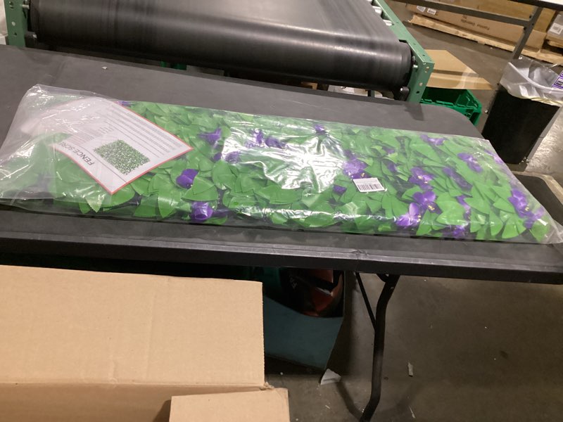 Condition photo showing New/Like New for expandable fence privacy screen for balcony patio outdoor,decorative faux ivy fencing panel,artificial hedges (single sided leaves) (1, purple flowers) 1 purple flowers