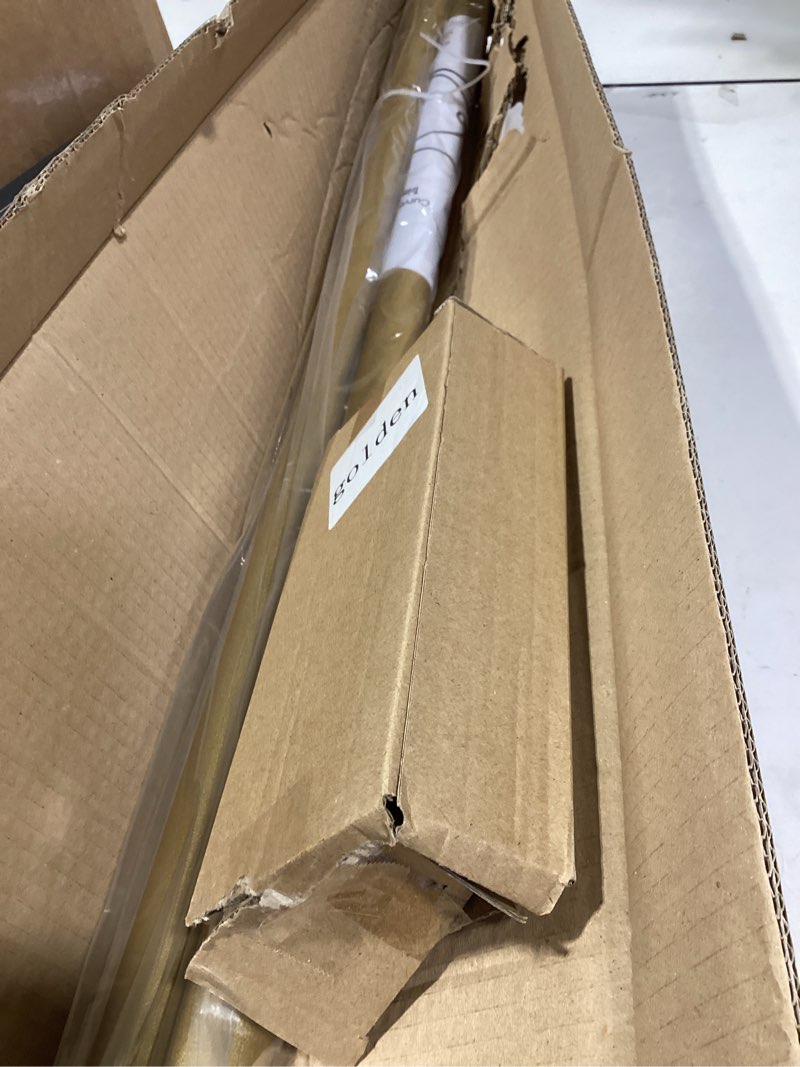 Condition photo showing Good Condition for curved shower rod, adjustable 40-72 inches extra wide shower curtain rod, rust proof heavy duty curved shower rods for bathroom, bathtub, need to drill, gold 40-72 inches gold