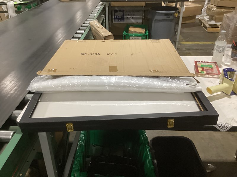 Condition photo showing New/Like New for Jersey Display Case /Leather Covered Frame/Lockable(2 Locks)/ Display Shadow Box Cabinet for Baseball Basketball Football Soccer Hockey Shirt,Uniform, Acrylic Cover (Black) - JackCubeDesign MK358A