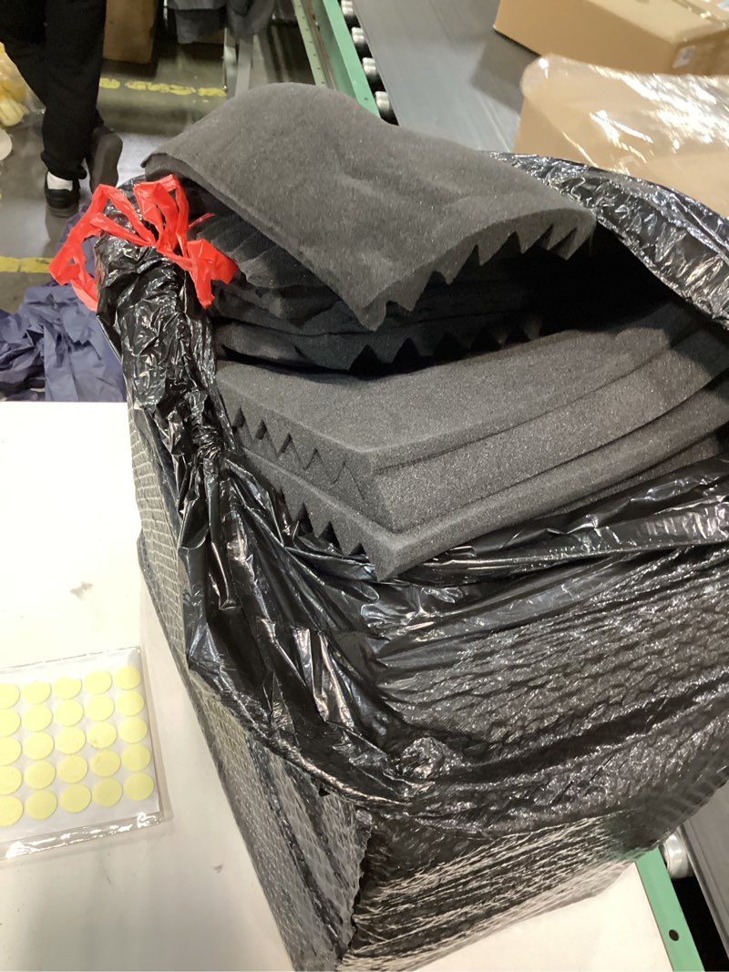 Condition photo showing Good Condition for Focusound 24 Packs Acoustic Foam Panels 2" X 12" X 12", Soundproofing Foam Noise Cancelling Foam with 120 PCS Double-Side adhesive 2" X 12" X 12" 24 Pack Wedge