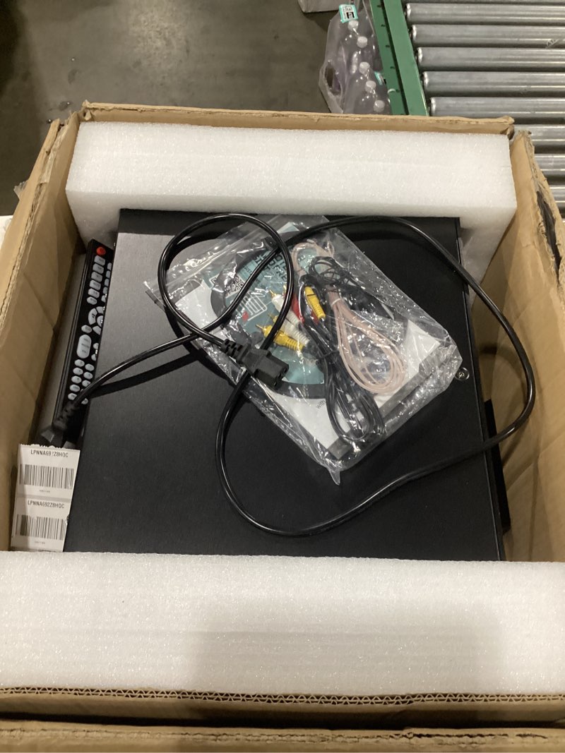 Condition photo showing As Is for **not tested** pyle 4 channel bluetooth home amplifier - front loading dvd/cd player - 3000w peak stereo receiver - 2 mic inputs w/ echo, fm radio,optical in,usb,rca,composite, led level meter, rack mount - pd3000ba