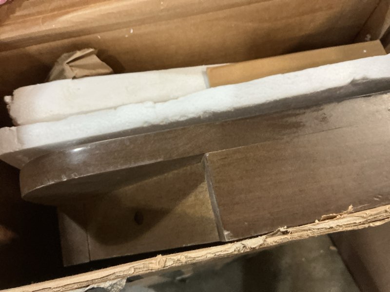 Condition photo showing As Is for Plank+Beam Small Forma Coffee Table, Solid Wood 40 Inch Modern Coffee Table with Shelf, Contemporary Center Table with Storage Space, Rectangle Tea Table with Storage, Walnut