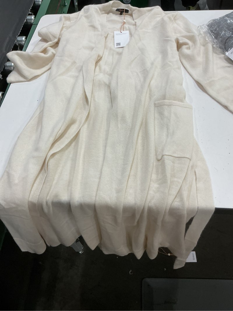 Condition photo showing Good Condition for quince 100% cashmere duster robe cardigan ivory cream l