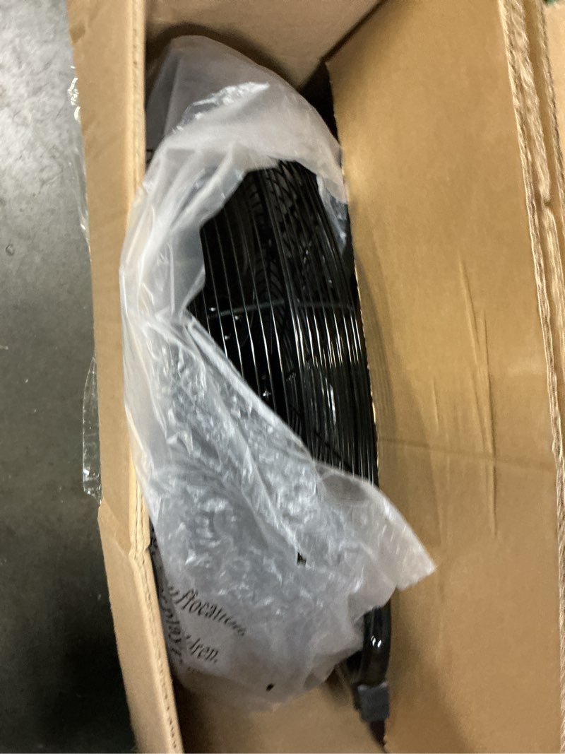 Condition photo showing Good Condition for amazon basics 20" high velocity industrial cooling floor fan with 3 speeds, tilt head, etl-listed safety compliance, metal housing and blades, for commercial space/garage/gym, 125w, black 20 inch (blades diameter) black