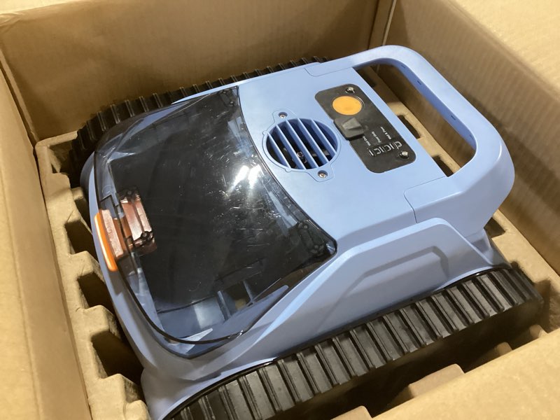 Condition photo showing Good Condition for [2026 release] automatic robotic pool vacuum for inground & above ground pools, wall climbing pool vacuum cleaner, cleans floor, walls, waterline, drain & skimmer up to 2150 sq. ft., 190 min cerulean blue