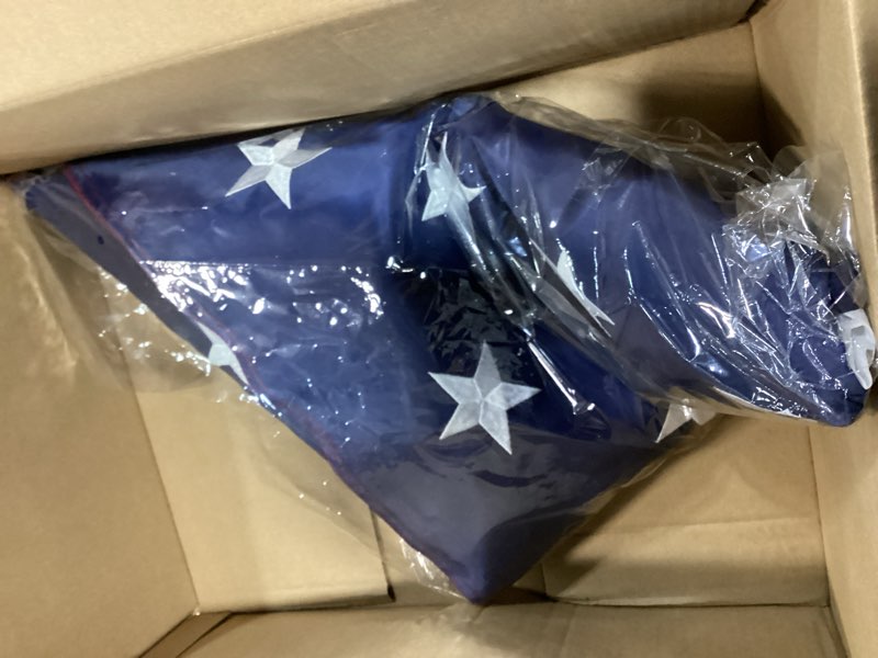 Condition photo showing Good Condition for 5 x 9.5 ft Folded Memorial American Flag USA Burial Embroidered Stars Sewn Stripes Memorial Flags for Graves Casket Veteran Military Display Case, 4 Rows of Lock Stitching