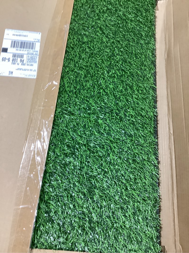 Condition photo showing Good Condition for Dog Grass Pad with Tray, 34''X23'' Large Artificial Turf Grass Potty, Reusable Puppy Pee Pads for Dogs, Portable Dog Litter Box for Indoor/Outdoor Potty Training Toilet