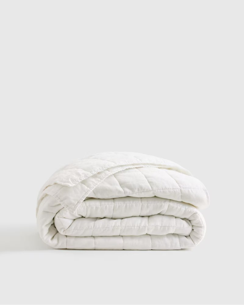 Quince European Linen Box Quilt color:white size king