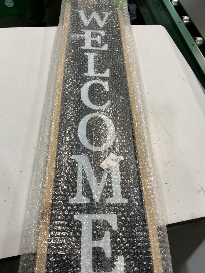 Condition photo showing New/Like New for surfapans welcome sign for front porch standing 45"x9"large wood frame outdoor tall welcome signs vertical decor for farmhouse rustic home modern outside front door wall decorations (wood black) 45"l x 9"w welcome?wood black)