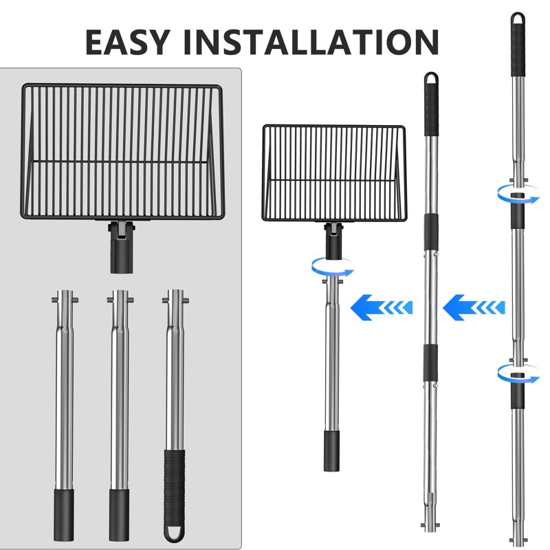 Chicken Poop Scooper 41 Inch – Adjustable Angle Stainless Steel Chicken Coop Sifter Shovel – Lightwe