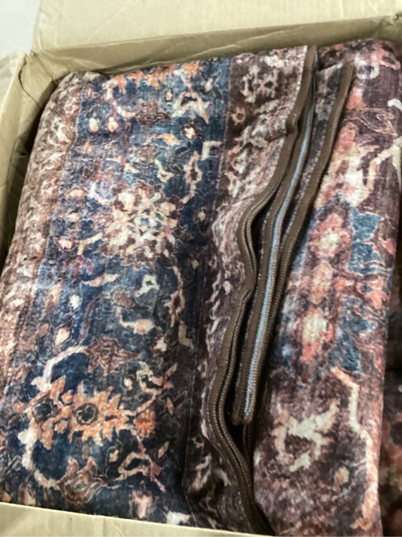 Condition photo showing Good Condition for tangsoo red 5x7 washable area rugs for living room, oriental non slip rug 5' x 7' (rectangular) dark red