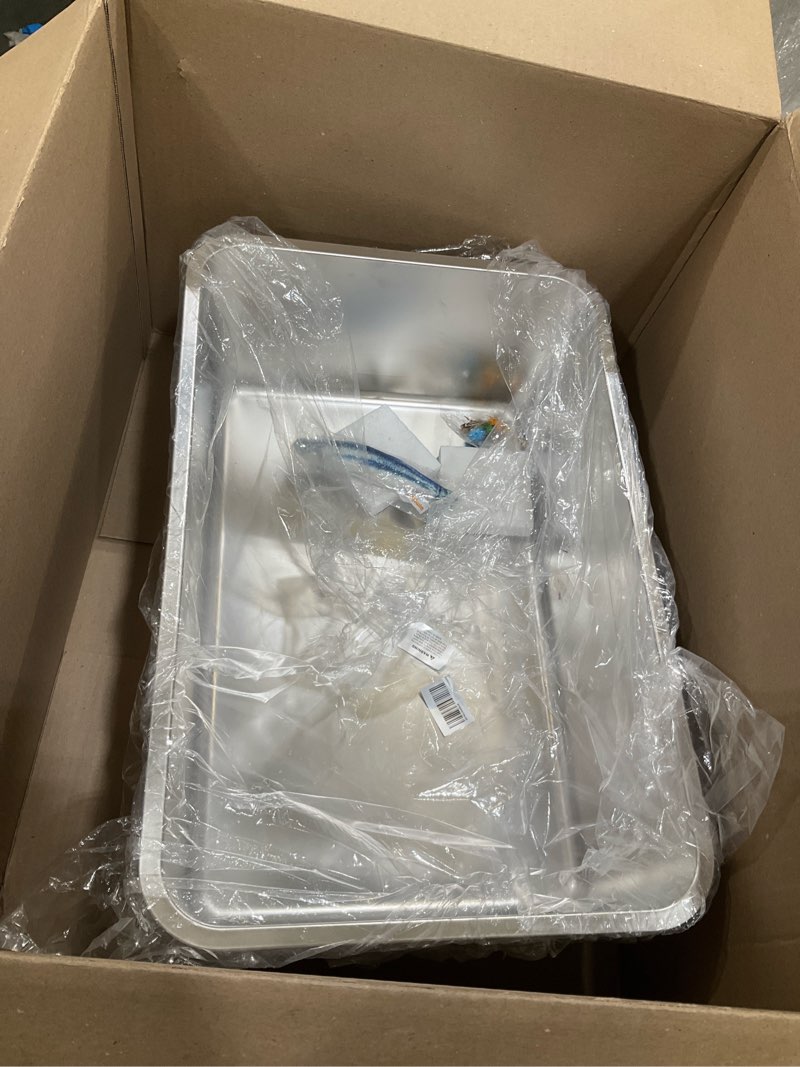 Condition photo showing Good Condition for 2-pack stainless steel cat litter boxes, includes catnip fish toy & wand feather toy refill, easy to clean, pet toilet supplies for kitten, kitty, rabbit, metal litter pans for multi-cat homes 2 pack medium (17.6"x13.6"x5.9")