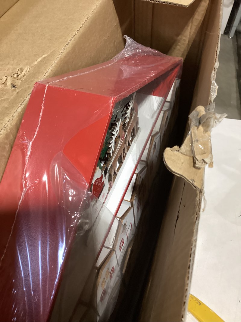 Condition photo showing As Is for Extra-Large Wooden Advent Calendar 2025 with LED Lights, Christmas Countdown Calendar, House-Shaped Drawers for Kids and Adults, Reusable Holiday Decoration, 24-Day Xmas Countdown Box