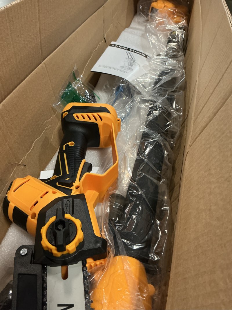 Condition photo showing Good Condition for 2-IN-1 Cordless 8 Inch Pole Saw & Mini Chainsaw For DE Walt 20V MAX Battery, Brushless Motor, Auto Oiling, 15.8 FT Max Reach, Electric Pole Saws for Tree Trimming & Branch Cutting (No Battery) 2 IN 1 8 Inch Cordless Pole Saw for DE Walt Battery