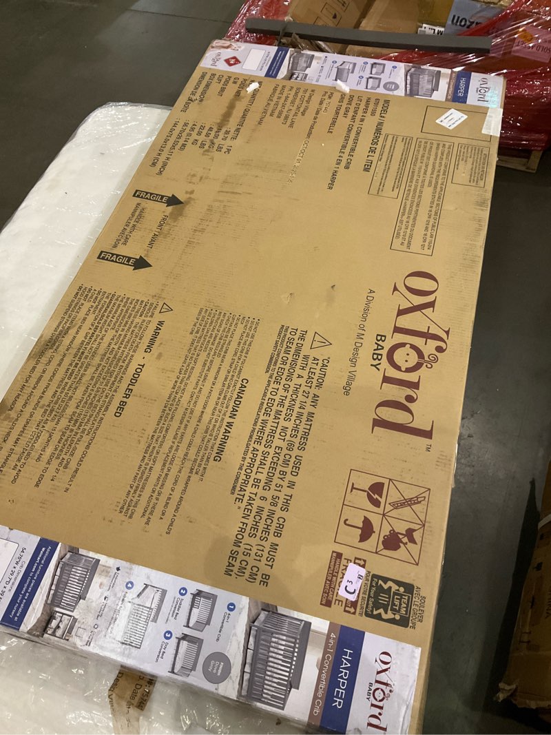 dream on me owen 5-in-1 convertible full-size baby crib in vintage gray oak, greenguard gold & bsa,