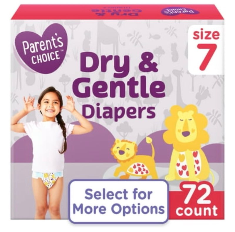 parent s choice dry & gentle diapers size 7  72 count (select for more options)