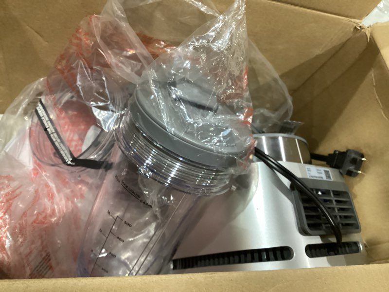 Condition photo showing Good Condition for ninja ss151 twisti blender duo, high-speed 1600 wp smoothie maker & nutrient extractor* 5 functions smoothie, spreads & more, smarttorque, 34-oz. pitcher & (2) to-go cups, gray 1400 peak watts