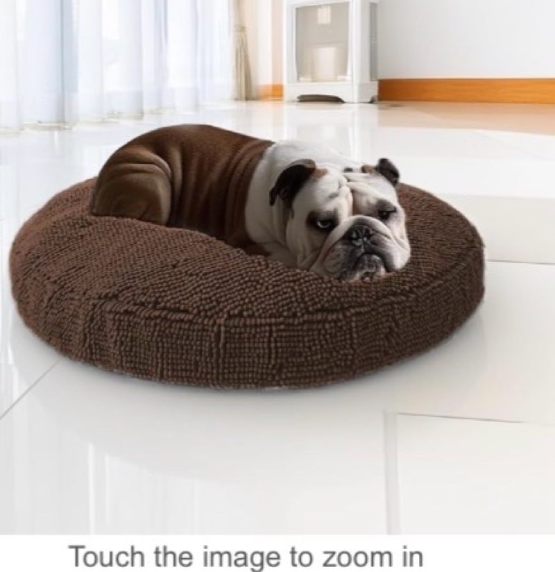 muddy mat® cloud k-9 bed for dogs & cats, soft & relaxing donut dog bed, chenille material, removable cover, washable & dryer safe–brown small(25'x25')