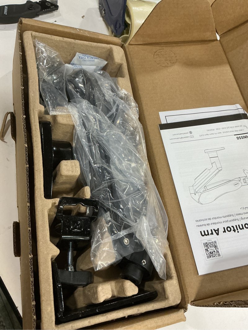 Condition photo showing New/Like New for huanuo single monitor mount, 13 to 32 inch monitor arm, adjustable monitor stand, vesa mount with clamp and grommet base - fits 4.4 to 19.8lbs lcd computer monitors black 13-32 inch