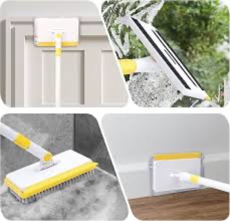 baseboard cleaner tool with handle, extendable long handle baseboard cleaning duster with reusable p