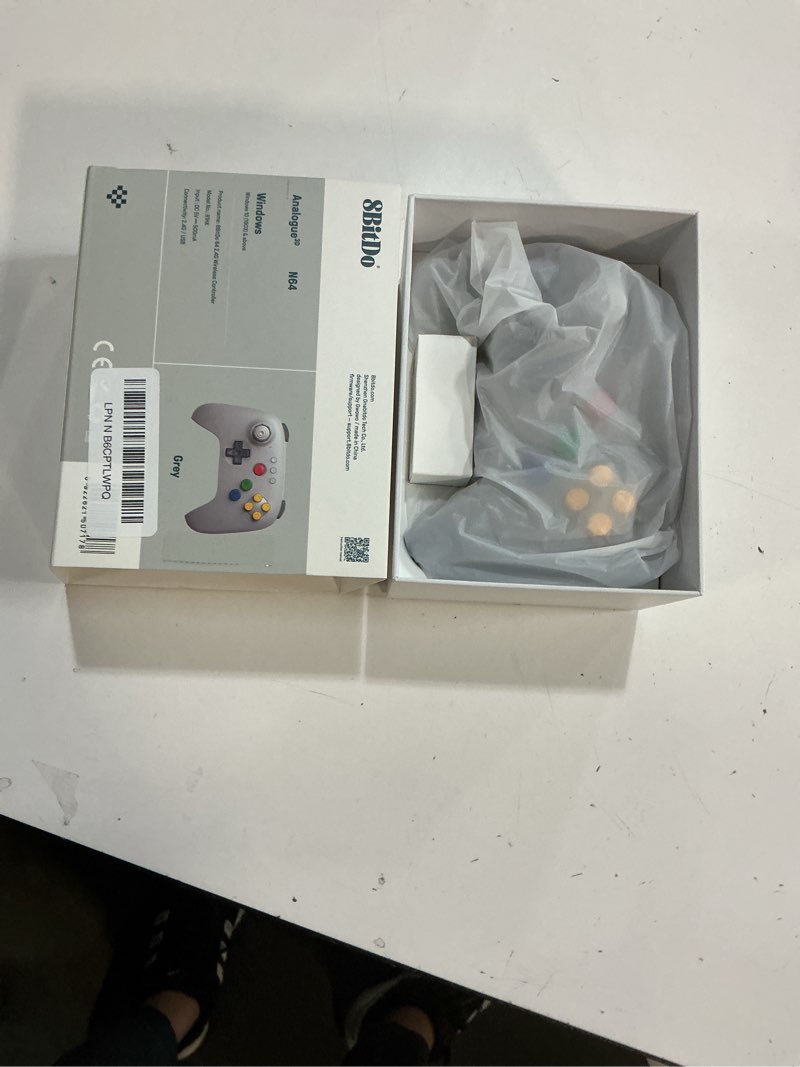 Condition photo showing New/Like New for 8bitdo 64 2.4g wireless controller for original n64 console, analogue 3d, and windows (grey)