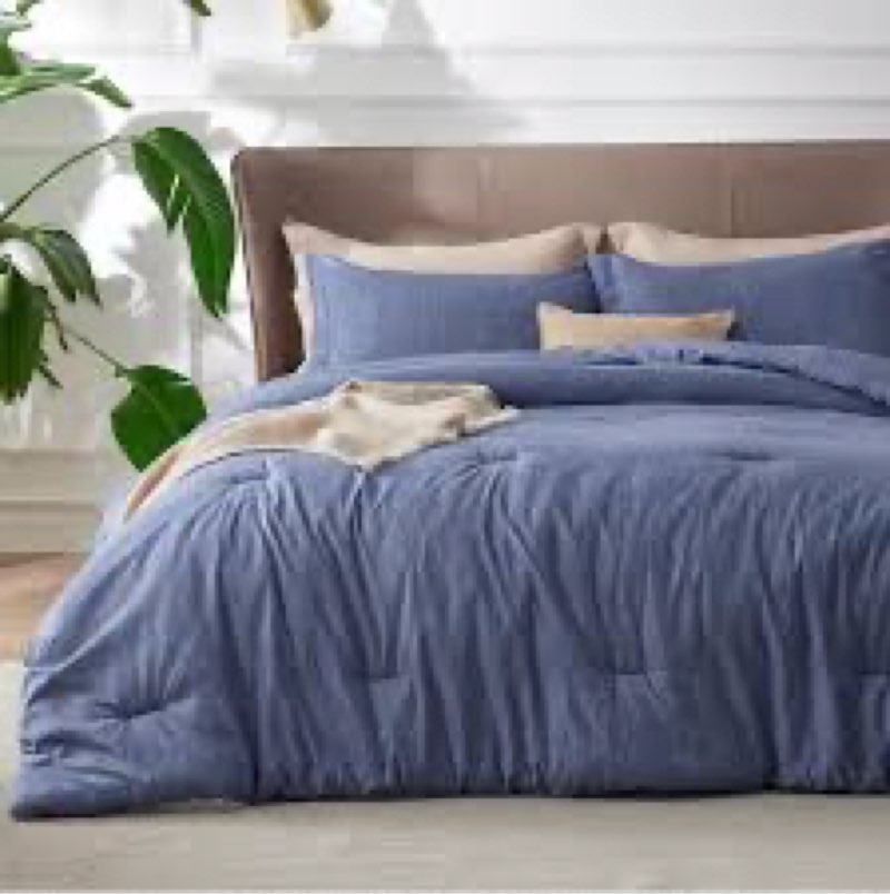 similar Bedsure Queen Comforter Set - Navy Blue Soft Bedding for All Seasons, Cationic Dyed Bed Set, 3 Pieces, 1 Queen Size Comforter (90\\\"x90\\\") and 2 Pillow Shams (20\\\"x26\\\"+2\\\")