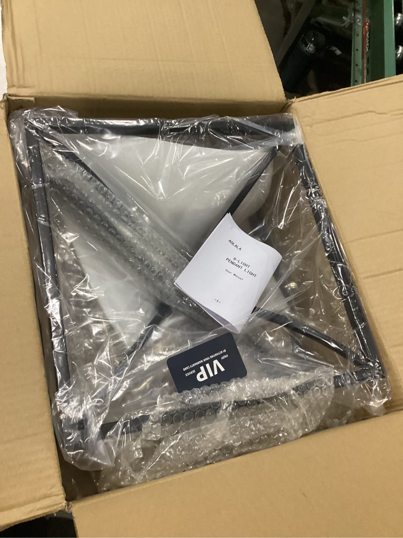 AOLALA 8 Light Lantern Pendant Light, Square Farmhouse Chandeliers Black Hanging Metal Tiered Chande