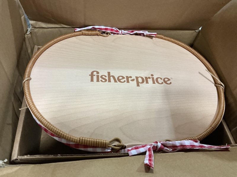 Condition photo showing Good Condition for fisher-price wood pretend play toy picnic basket, 31-piece wooden food playset for preschool kids ages 3+ years