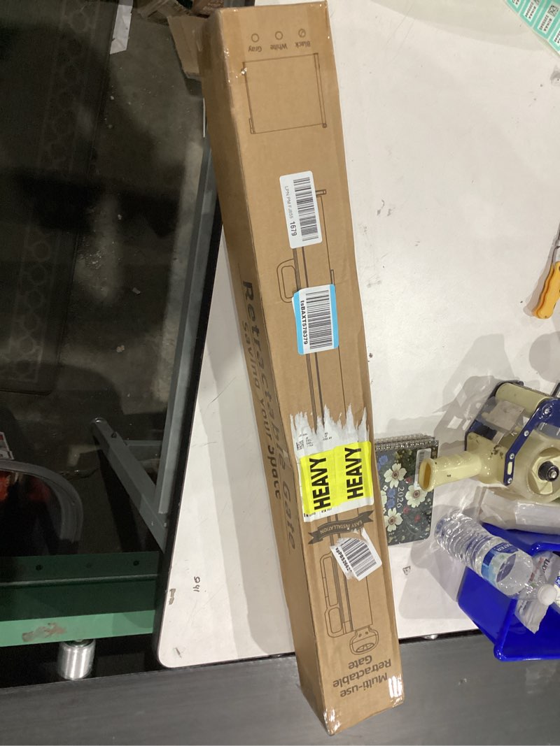 Condition photo showing Good Condition for Retractable Baby Gates for Stairs, 55" Wide Mesh Baby Gate for Doorways, 34" Tall Dog Gate Suitable for Baseboards, Wide Child Gate for Hallways, Kitchen, Deck, Indoor & Outdoor, Black Black 55"Wide x 34"Tall