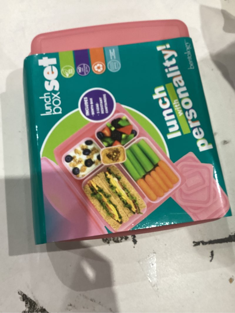 Condition photo showing New/Like New for Bentology Bento Lunch Box Set w 5 Leakproof Made-to-Size Snack Containers & Built-In Utensil Holder- Meal Prep Made Easy w Reusable, Kid's Back to School or Office- Durable, BPA Free, Dishwasher Safe Pink
