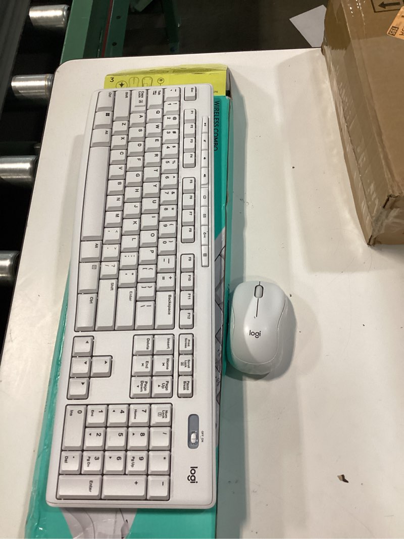Condition photo showing As Is for logitech wireless keyboard and mouse combo, comfortable typing, durable and resilient, white